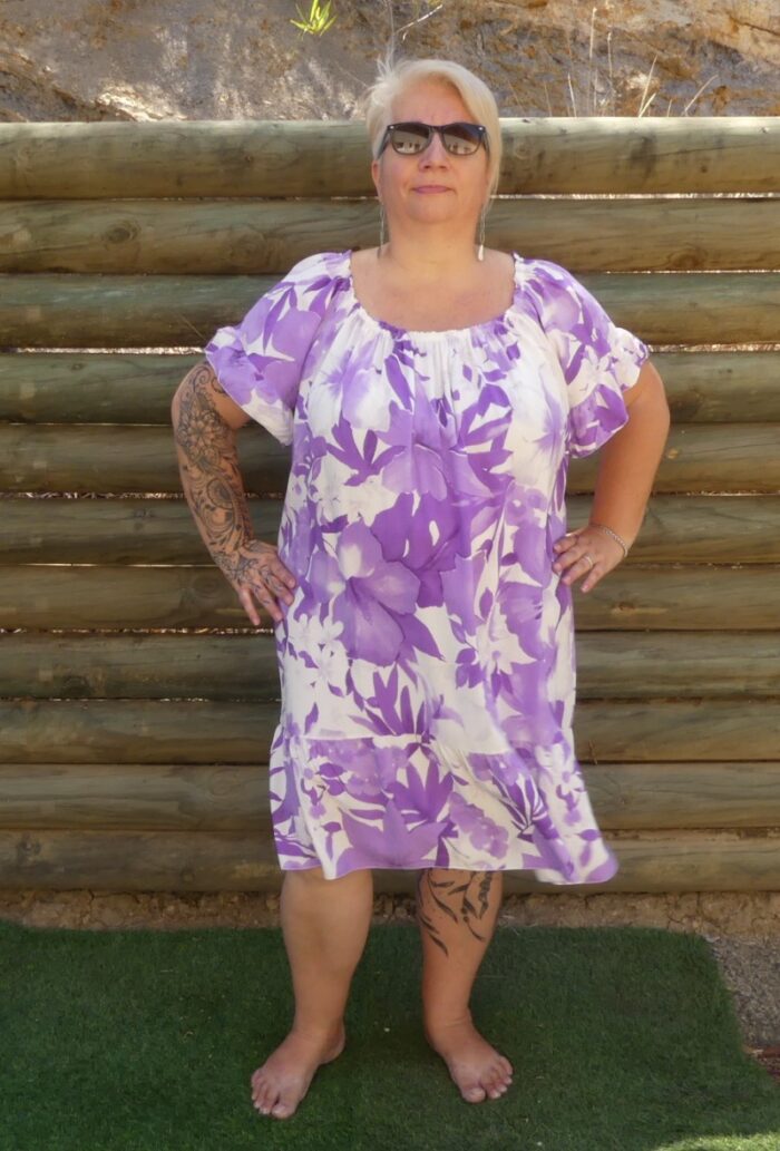 Robe midi  légère manches courtes  - 50/52 - Lilas