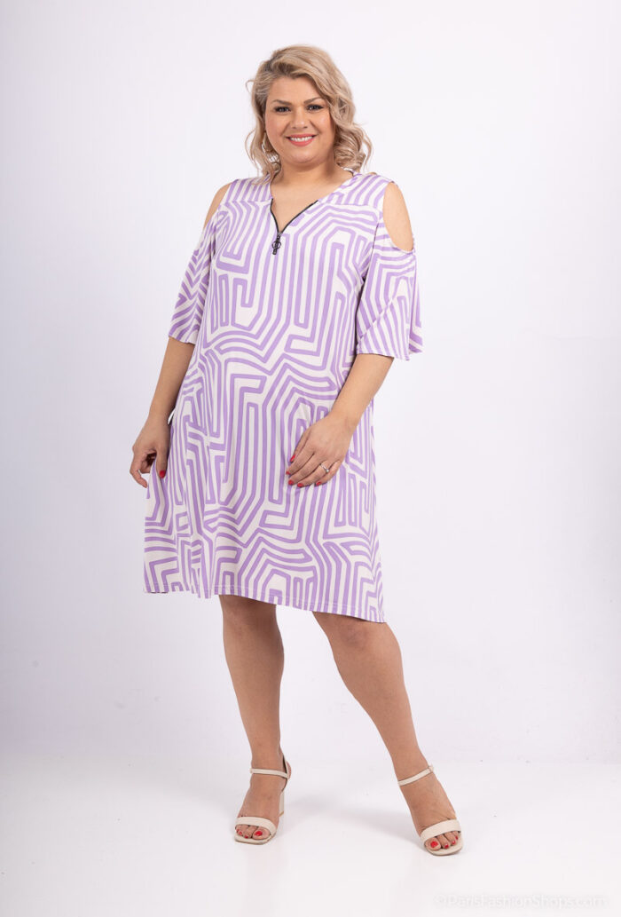 Robe midi imprimé Lilas- 46 au 60